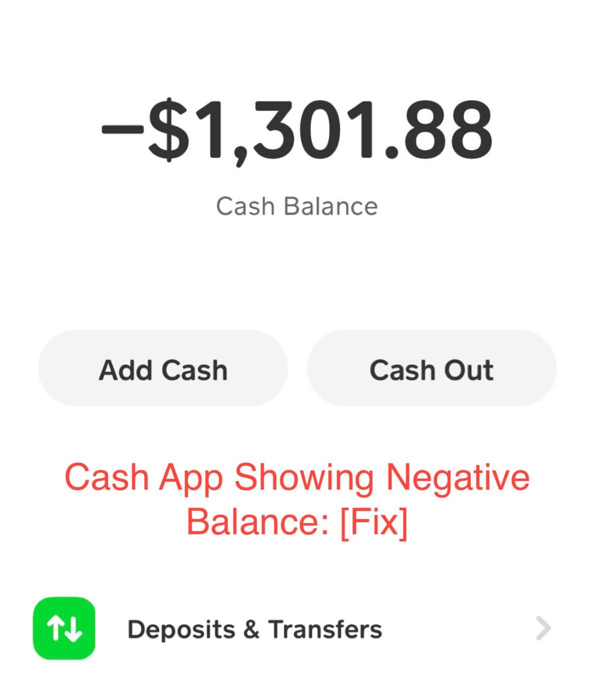 Cash App Showing Negative Balance