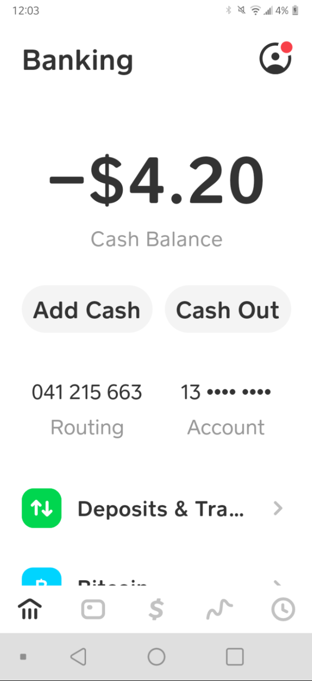 negative cash balance