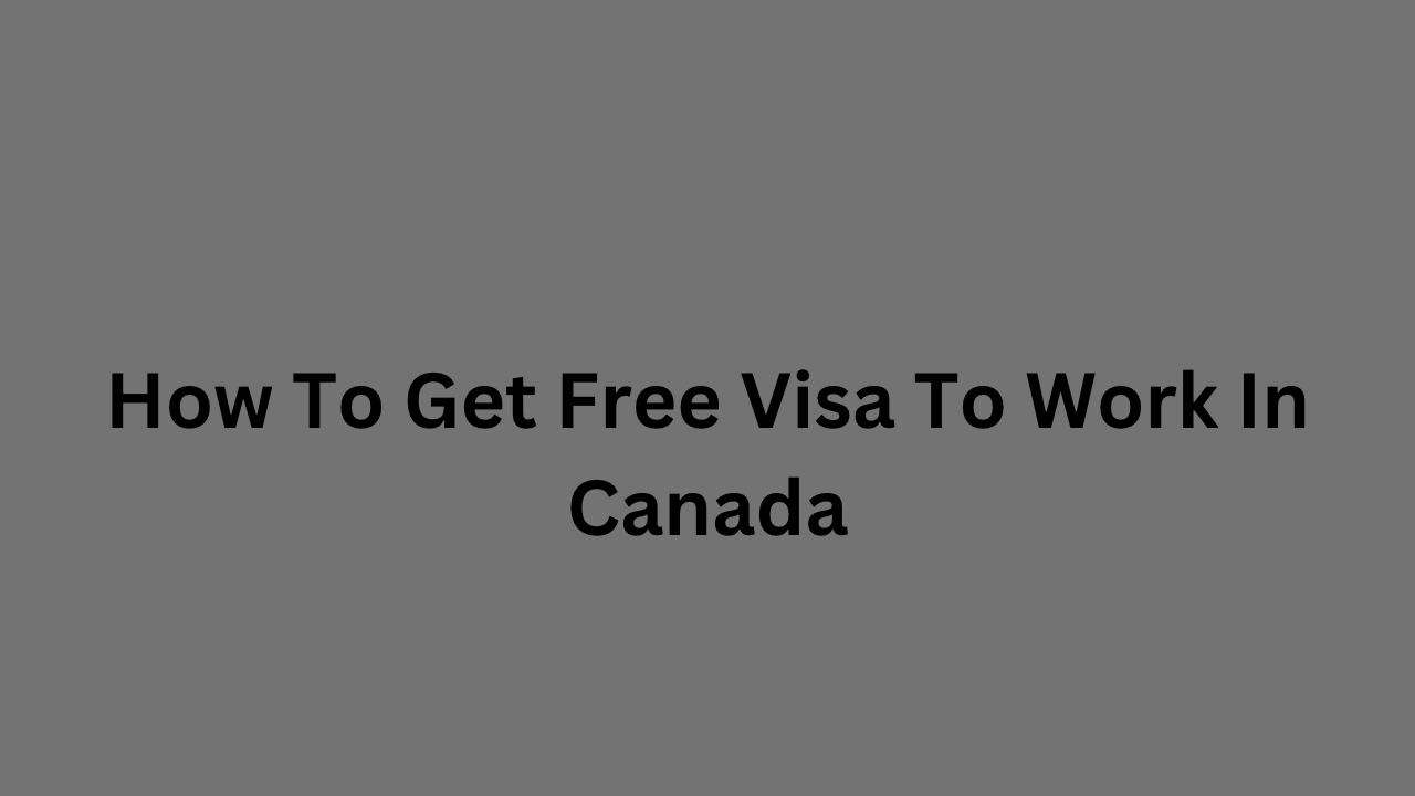 How To Get Free Visa To Work In Canada